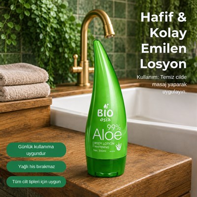 Bio Asia Aloe Vera Vücut Losyonu – Derin Nemlendiren, Ferahlatıcı & Yatıştırıcı Bakım 300 ml