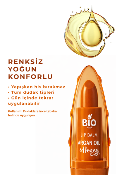 Bio Asia Argan Yağı & Bal Lip Balm – Yoğun Onarım Etkili Doğal Dudak Besleyicisi