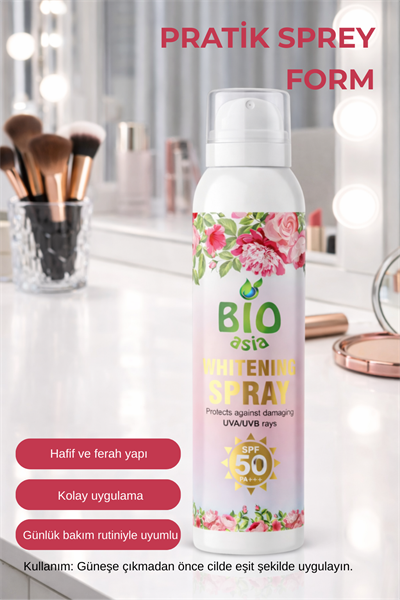 Bio Asia Beyazlatıcı Vücut Spreyi – Anında Beyazlık Veren & Cilt Tonu Eşitleyen Vücut Spreyi 200 ml
