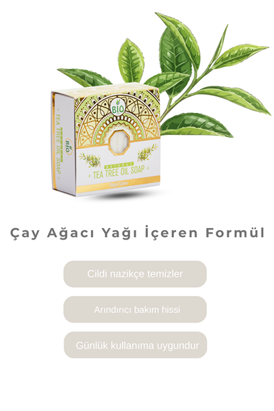Bio Asia Çay Ağacı Sabunu – Akne Karşıtı, Gözenek Arındırıcı & Sebum Dengeleyici Sabun 150 gr