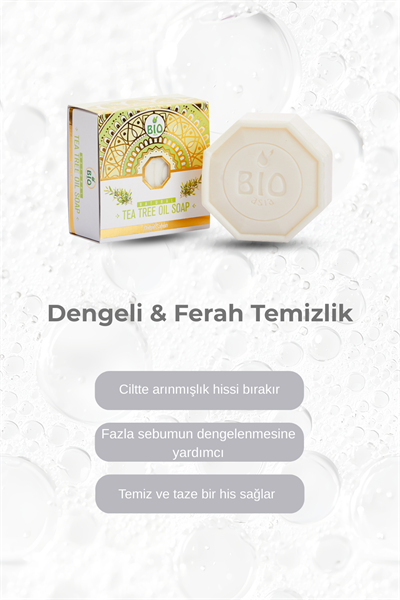 Bio Asia Çay Ağacı Sabunu – Akne Karşıtı, Gözenek Arındırıcı & Sebum Dengeleyici Sabun 150 gr