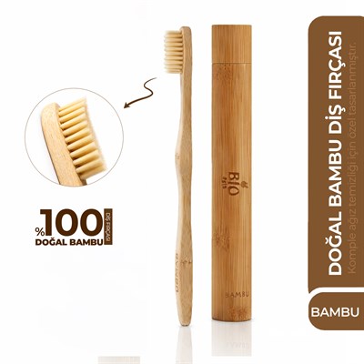 Bio Asia Doğal Bambu Diş Fırçası – Antibakteriyel, Ekolojik & Ahşap Kutulu Premium Model