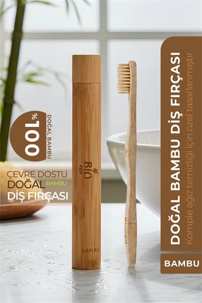 Bio Asia Doğal Bambu Diş Fırçası – Antibakteriyel, Ekolojik & Ahşap Kutulu Premium Model