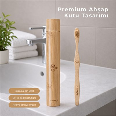 Bio Asia Doğal Bambu Diş Fırçası – Antibakteriyel, Ekolojik & Ahşap Kutulu Premium Model