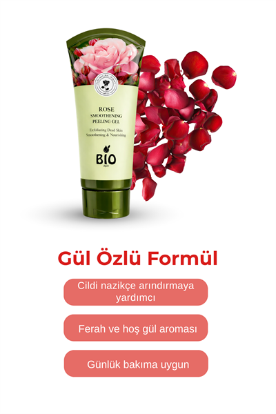 Bio Asia Gül Peeling Jel – Aydınlatıcı, Tazeleyici & Çiçek Özlü Cilt Temizliği 150 ml