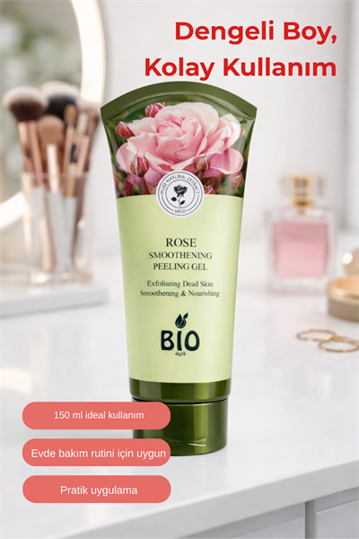 Bio Asia Gül Peeling Jel – Aydınlatıcı, Tazeleyici & Çiçek Özlü Cilt Temizliği 150 ml
