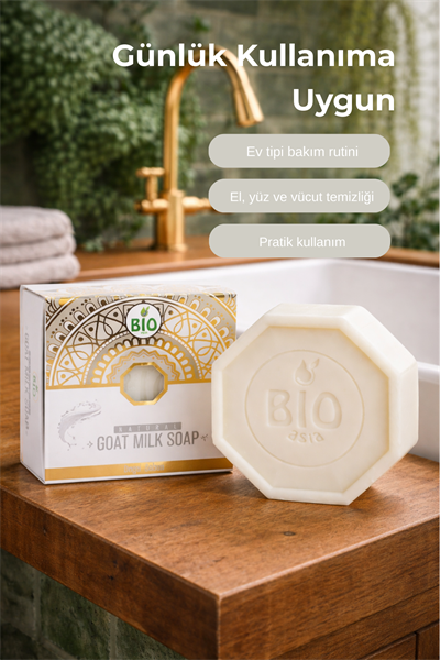 Bio Asia Keçi Sütü Sabunu – Cildi Besleyen, Yumuşatan & Nem Dengeleyen Doğal Sabun 150 gr