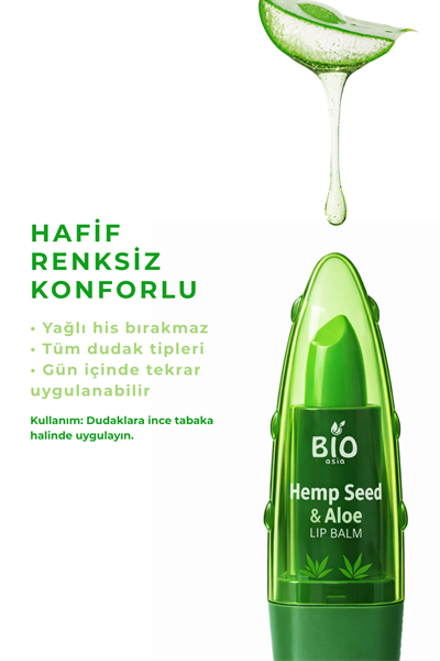 Bio Asia Kenevir & Aloe Vera Lip Balm – Doğal Nemlendirme ve Yoğun Koruma
