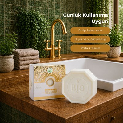 Bio Asia Pirinç Sabunu – Cilt Aydınlatıcı, Leke Görünümünü Azaltmaya Yardımcı Doğal Sabun 150 gr