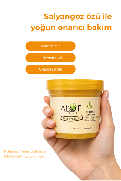Bio Asia Salyangoz & Aloe Vera Jel – Akne Karşıtı, Cilt Yenileyici & Sıkılaştırıcı 300 ml