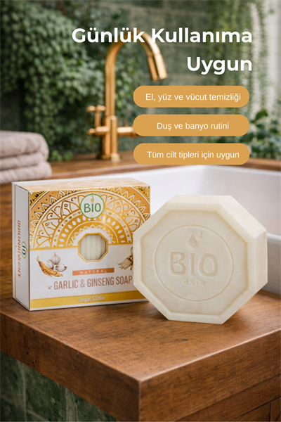Bio Asia Sarımsak + Ginseng Sabunu – Saç Dökülmesi Karşıtı Güçlendirici Özlü Sabun 150 gr