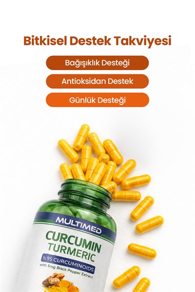 Multimed Curcumin Zerdeçal – Yüksek Emilimli Güçlü Antioksidan & Bağışıklık Koruma – 120 Kapsül