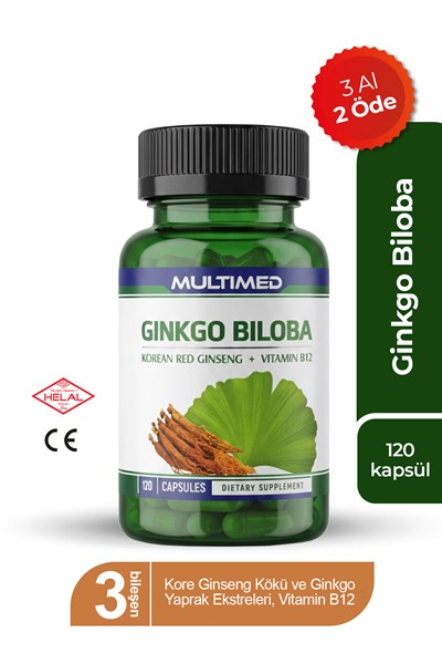 Multimed Ginkgo Biloba + Kırmızı Ginseng + B12 – Hafıza & Odak Artırıcı Premium Formül – 120 Tablet