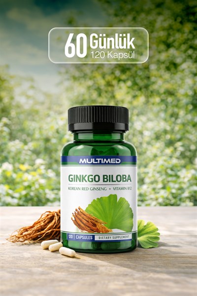 Multimed Ginkgo Biloba + Kırmızı Ginseng + B12 – Hafıza & Odak Artırıcı Premium Formül – 120 Tablet