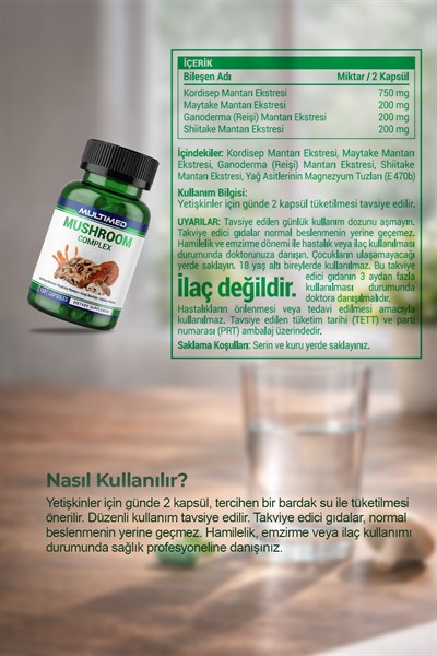 Multimed Mantar Kompleksi – Bağışıklık Sistemi Güçlendirici 4’lü Mantar Karışımı – 120 Kapsül