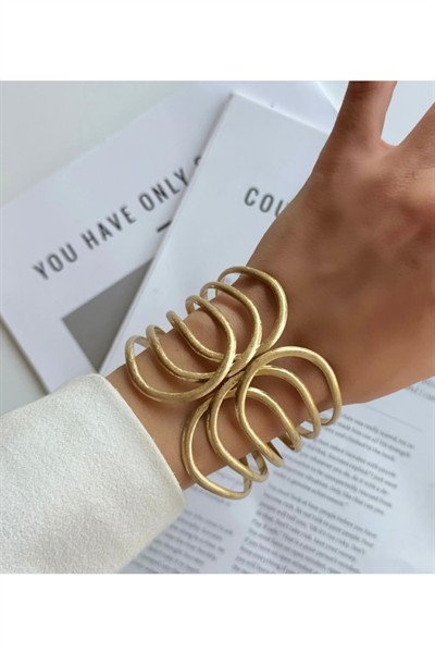 AYARLANABİLİR GOLD İÇ İÇE HALKA KALIN KELEPÇE