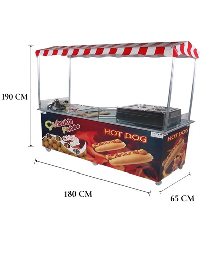 Çubukta Patates Hotdog Arabası 65x180 (Model Dalyan)