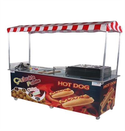 Çubukta Patates Hotdog Arabası 65x180 (Model Dalyan)