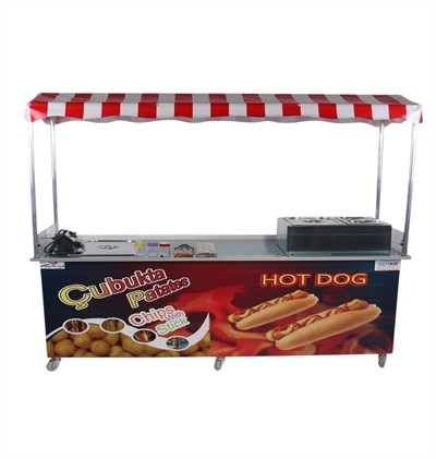 Çubukta Patates Hotdog Arabası 65x180 (Model Dalyan)