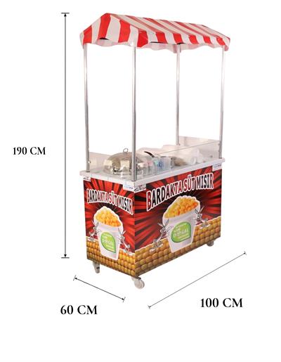 Elektrikli Bardakta Mısır Tezgahı  60x100 cm (Model İstanbul)