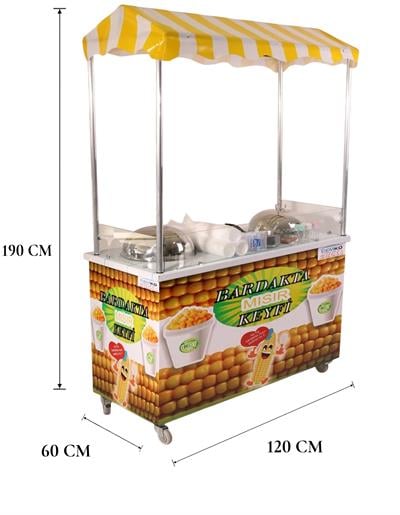 Elektrikli Çift Kazanlı Bardakta Mısır Tezgahı 60x120 (Model Van)