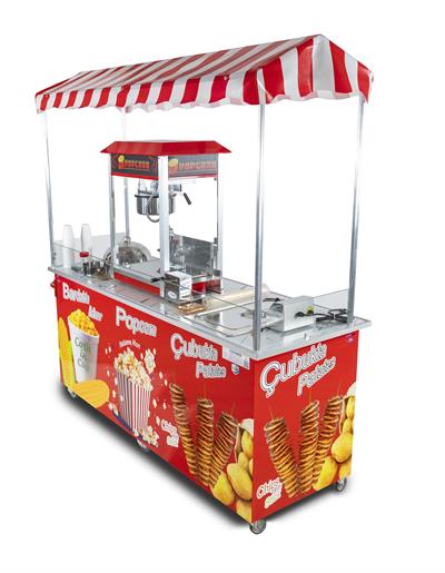 Elektrikli Çubukta Patates Bardakta Mısır ve Popcorn Arabası 65x180 (Model Kastamonu)