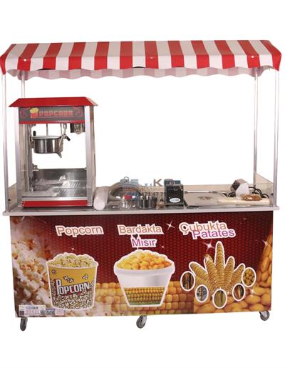 Elektrikli Çubukta Patates Popcorn ve Bardakta Mısır Arabası 65x180 (Model Yalova)