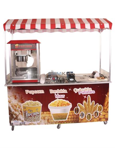 Elektrikli Çubukta Patates Popcorn ve Bardakta Mısır Arabası 65x180 (Model Yalova)