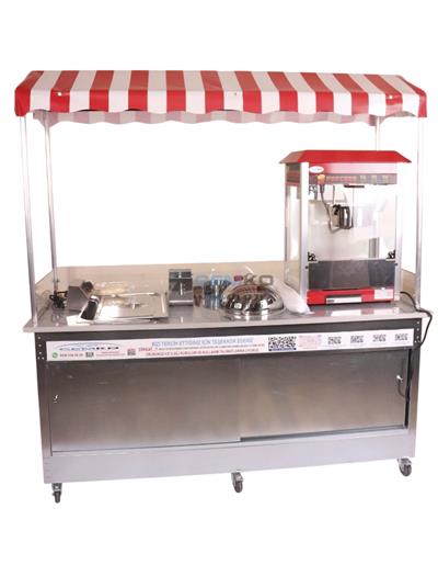 Elektrikli Çubukta Patates Popcorn ve Bardakta Mısır Arabası 65x180 (Model Yalova)