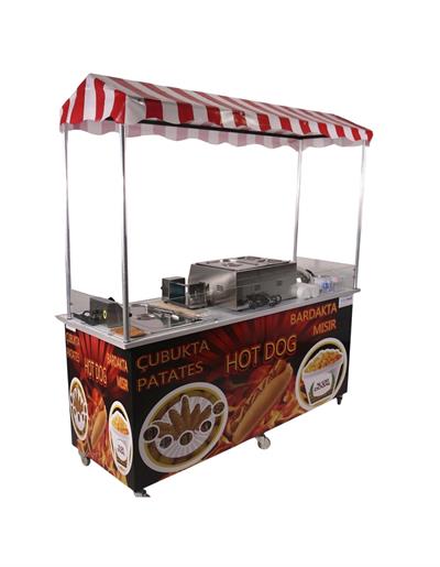 Elektrikli Hot Dog Çubukta Patates ve Bardakta Mısır Standı 65X180 (Model Çeşme)