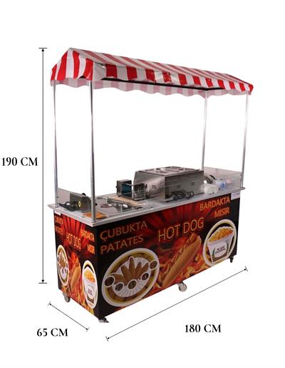 Elektrikli Hot Dog Çubukta Patates ve Bardakta Mısır Standı 65X180 (Model Çeşme)