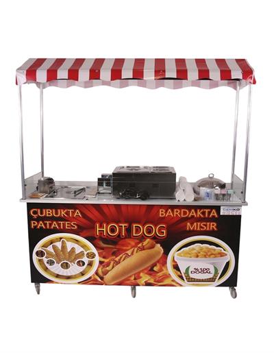 Elektrikli Hot Dog Çubukta Patates ve Bardakta Mısır Standı 65X180 (Model Çeşme)