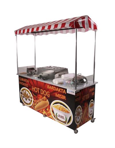 Elektrikli Hot Dog Çubukta Patates ve Bardakta Mısır Standı 65X180 (Model Çeşme)