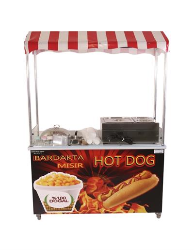 Elektrikli Hotdog Sosisli ve Bardakta Mısır Arabası 60x120 (Model Kırşehir)