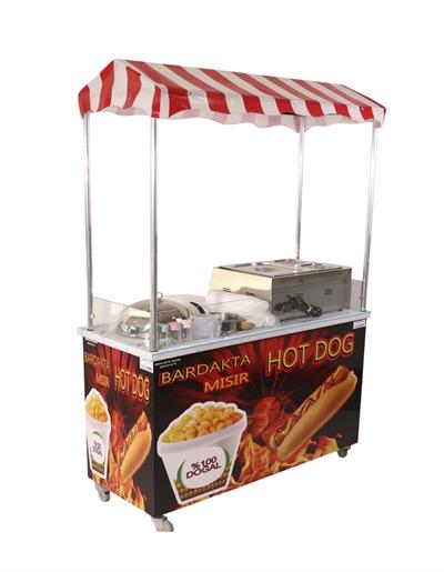 Elektrikli Hotdog Sosisli ve Bardakta Mısır Arabası 60x120 (Model Kırşehir)