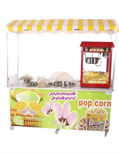 Elektrikli Pamuk Şeker Popcorn ve Bardakta Mısır Arabası 65x180 (Model Antalya)