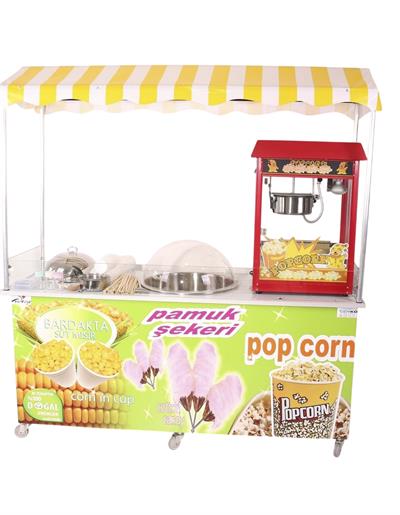 Elektrikli Pamuk Şeker Popcorn ve Bardakta Mısır Arabası 65x180 (Model Antalya)