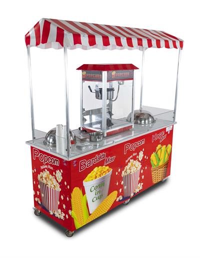 Elektrikli Popcorn Mısır Patlatma, Koçan Mısır ve Bardakta Mısır Tezgahı 65x180 (Model Ayvalık)
