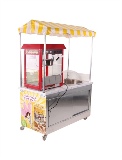Pamuk Şeker ve Popcorn Mısır Patlatma Arabası 60x120 (Model Aydın) 
