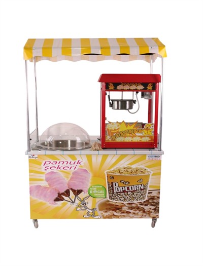 Pamuk Şeker ve Popcorn Mısır Patlatma Arabası 60x120 (Model Aydın) 