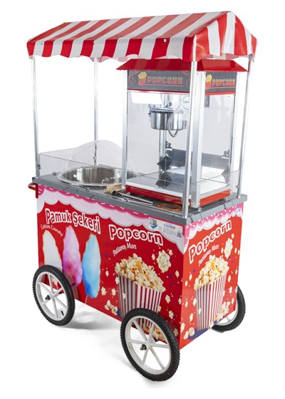 Pamuk Şeker Popcorn Mısır Patlatma Arabası 60x120 (Model Manavgat)