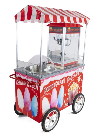 Pamuk Şeker Popcorn Mısır Patlatma Arabası 60x120 (Model Manavgat)
