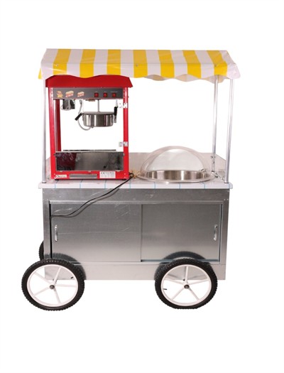 Elektrikli Popcorn Mısır Patlatma Pamuk Şeker Arabası 60x120 (Model Dalaman) 