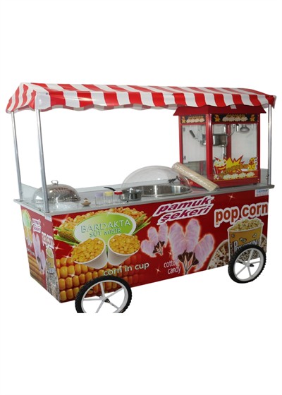 Popcorn Pamuk Şeker ve Bardakta Mısır Arabası 65x180 (Model Marmaris)