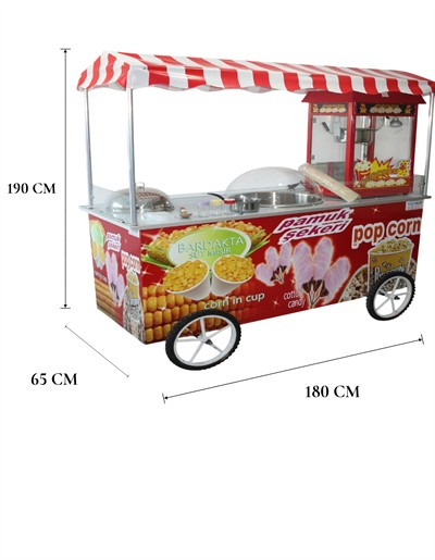 Popcorn Pamuk Şeker ve Bardakta Mısır Arabası 65x180 (Model Marmaris)