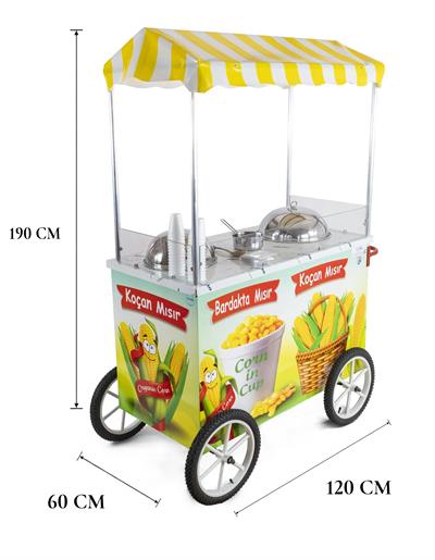 Tüplü Bardakta Mısır ve Koçan Mısır Arabası İkisi Bir Arada 60x120 (Model Balıkesir)