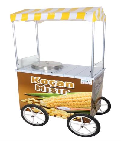Tüplü Koçan Mısır Arabası 40 cm Büyük Kazanlı Tekerlekli 60x100 (Model İspir)