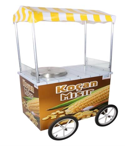 Tüplü Koçan Mısır Arabası 40 cm Büyük Kazanlı Tekerlekli 60x100 (Model İspir)