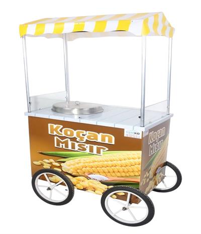 Tüplü Koçan Mısır Arabası 40 cm Büyük Kazanlı Tekerlekli 60x100 (Model İspir)