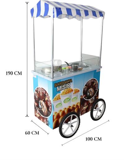 Tüplü Tekerlekli Bardakta Mısır ve Közde Kestane Arabası 60x100 (Model Çankırı)